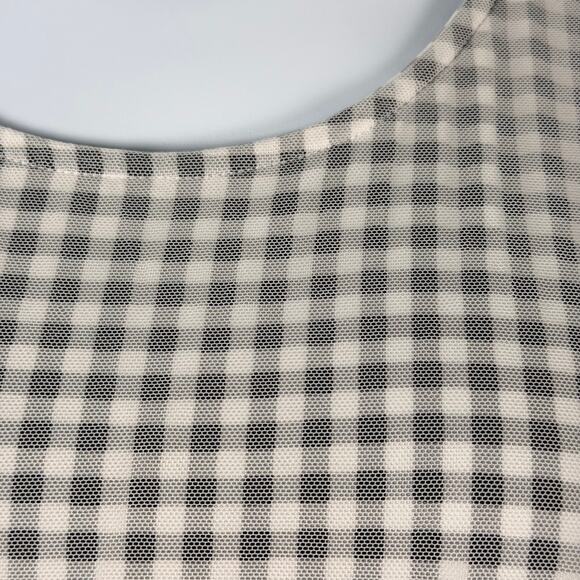 CJ Banks Tank Top Womens 1X Black White Gingham Mesh Embroidered Lace Overlay - Picture 3 of 16